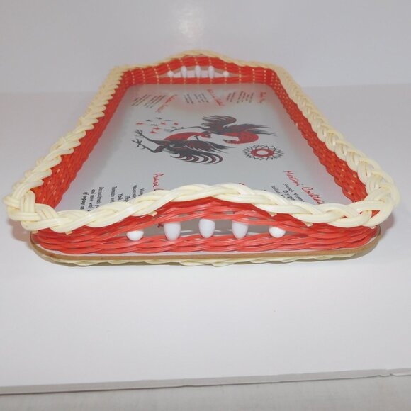 VTG Retro 60's Vinyl Roster Bird Kitschy Cocktail serving Recipe tray 16" x 20" - Picture 10 of 10